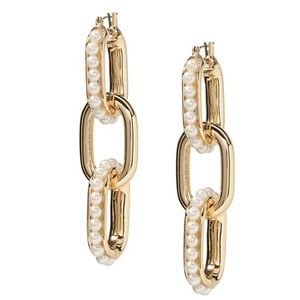 BANANA REPUBLIC PEARL CHAIN LINK STATEMENT EARRING